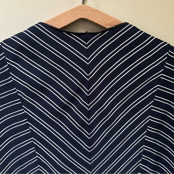 Ted Baker ~Flissie Navy Zip Front Striped Midi Dress in US size 10 (Ted size 4) - Picture 11 of 16